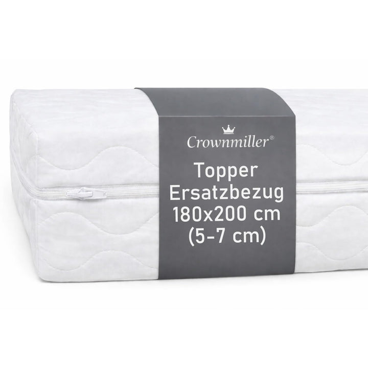 Crownmiller Topperbezug 180x200 cm für Topper Von 5-7cm, Microfaser, 60°C waschbar, 3-seitiger Reiss