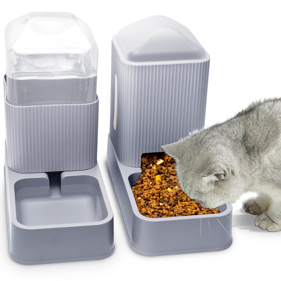 Automatischer Katzenfutterspender mit Wasserspender für Katzen 2er Pack Hundefutter und Wasserspende