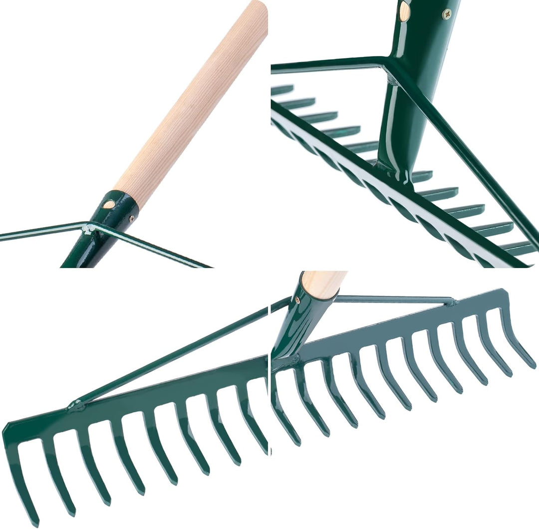 KADAX Rechen, breite Harke für Garten, Beet, Rasen, Gartenharke, Bügelrechen, Rasenrechen aus Metall