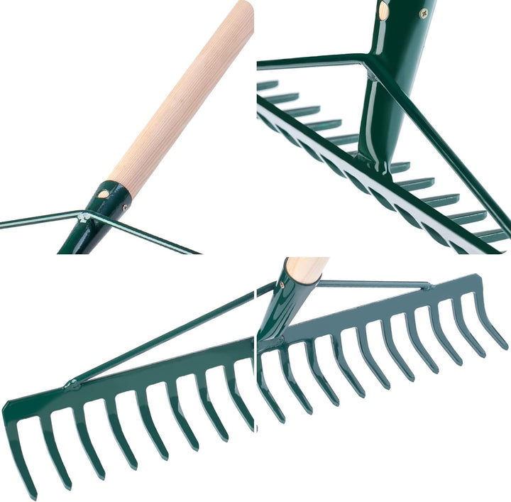 KADAX Rechen, breite Harke für Garten, Beet, Rasen, Gartenharke, Bügelrechen, Rasenrechen aus Metall