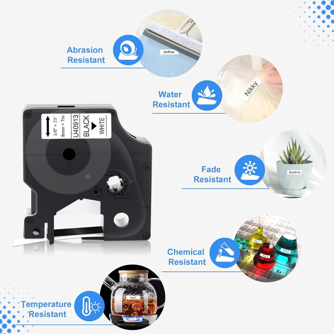 UniPlus 5x Kompatibel Etikettenband als Ersatz für Dymo D1 40913 S0720680 für Dymo LabelManager 160