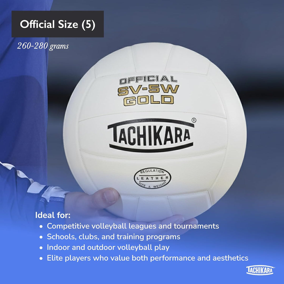 Tachikara SV5W Gold Competition Premium Leather Volleyball Weiss, Weiss