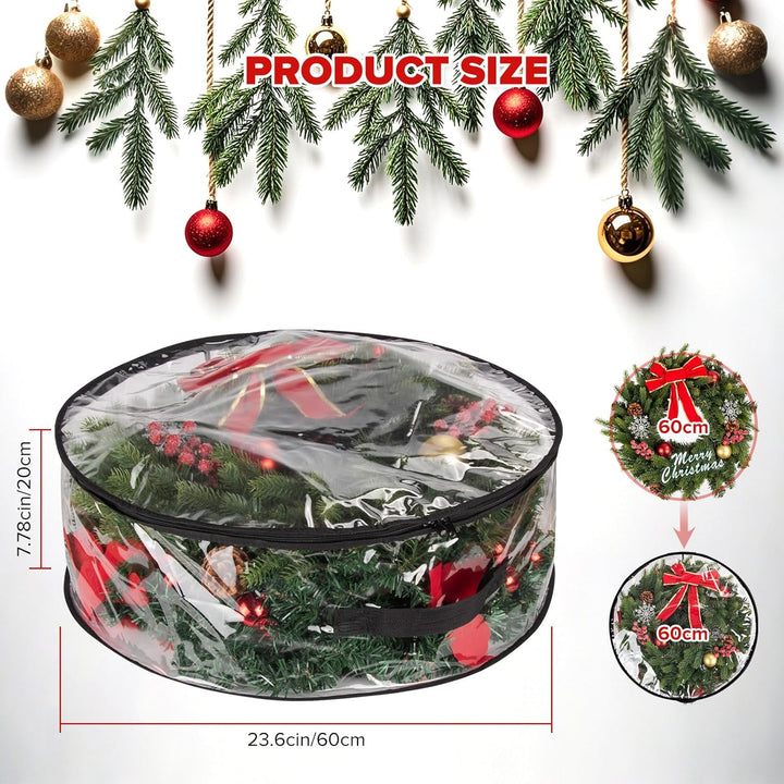 Transparente Aufbewahrungstasche für Weihnachtskranz, Girlande, wasserdicht, Weihnachtsdekoration, O