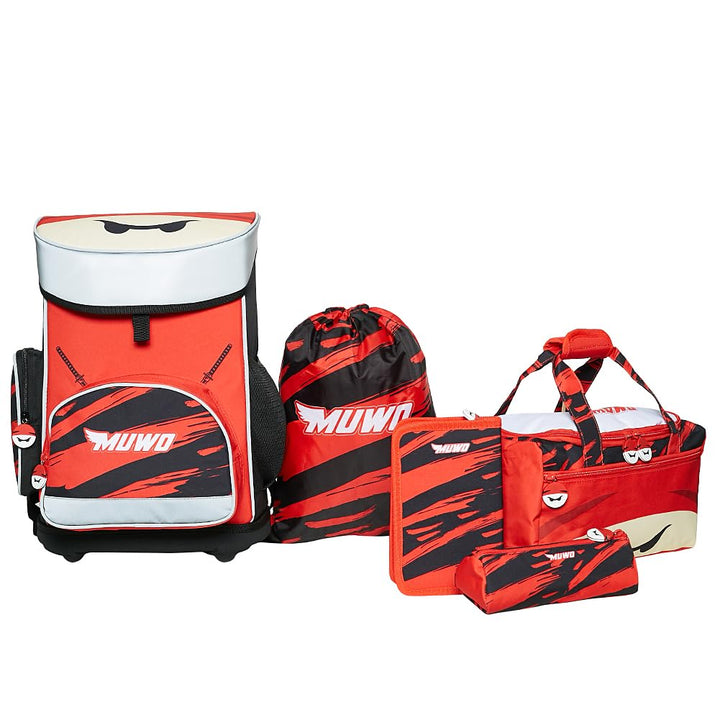 MUWO Kinder Schulranzen Set 5tlg. ergonomischer Leichter Schulrucksack mit Sporttasche, Turnbeutel,
