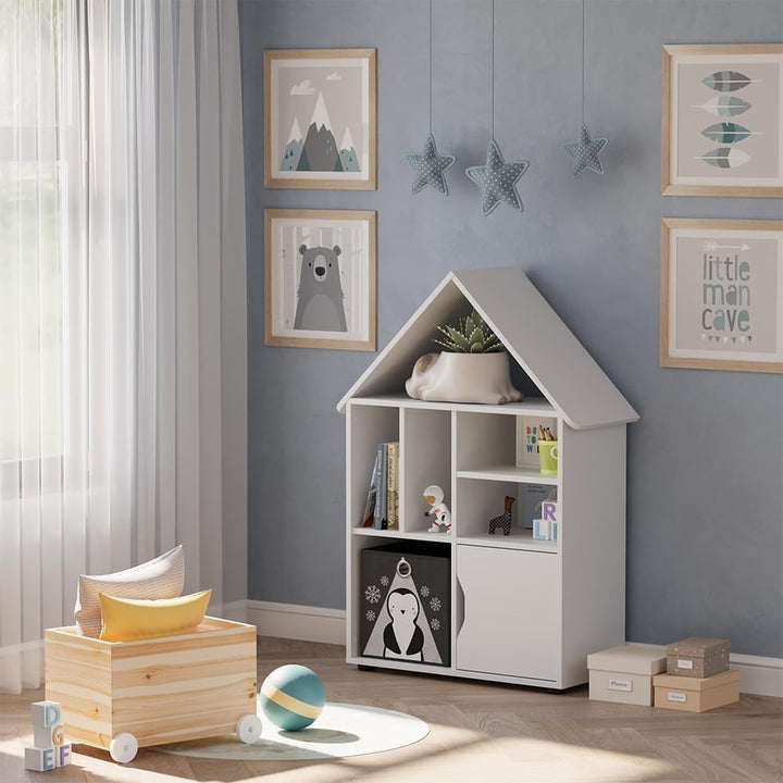 Vicco Kinderregal Weiss Estell - 71x112x32 cm hergestellt aus Spanplatte - Bücherregal ideal fürs Ki