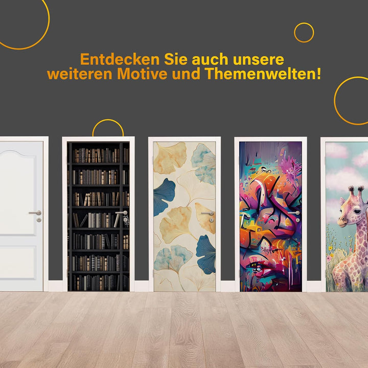 Finest Folia Türfolie 90x200 cm Türtapete Türposter Folie für Tür Wohnzimmer Kinderzimmer Küche Türa