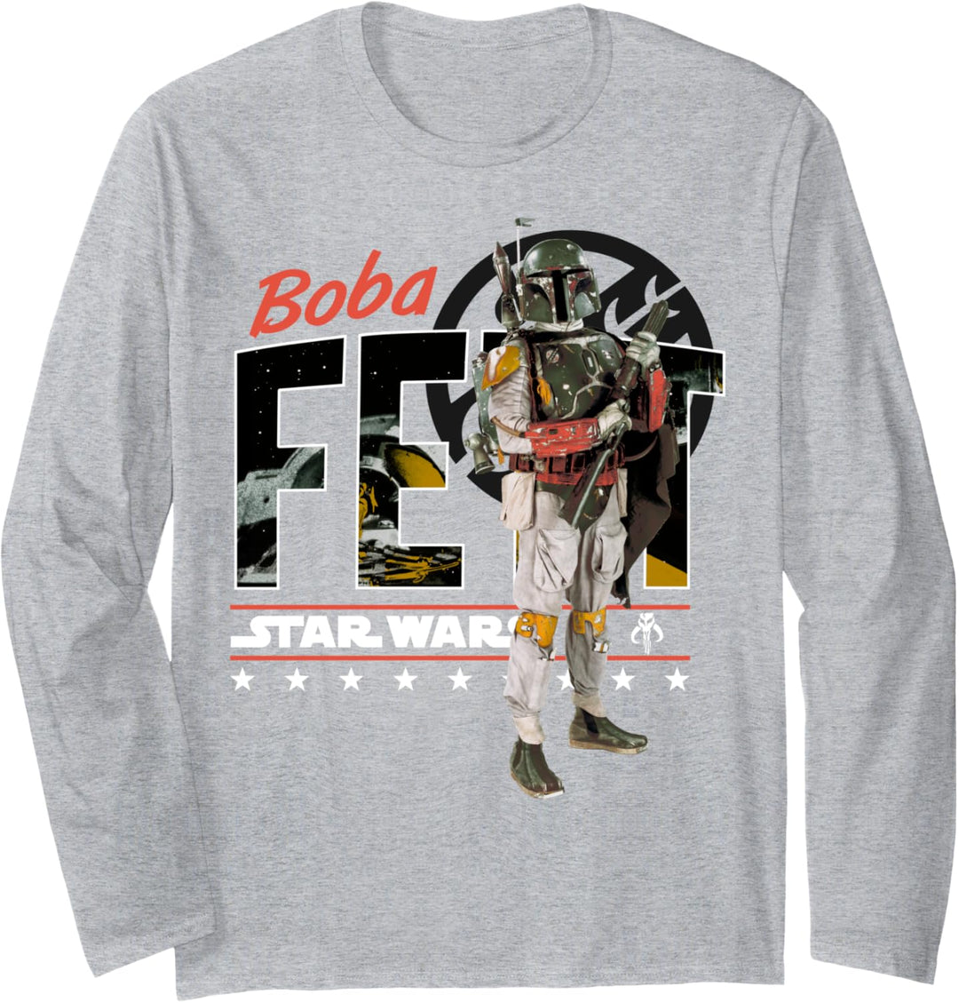Star Wars Boba Fett Large Photo Fill Text Langarmshirt