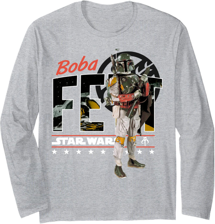 Star Wars Boba Fett Large Photo Fill Text Langarmshirt