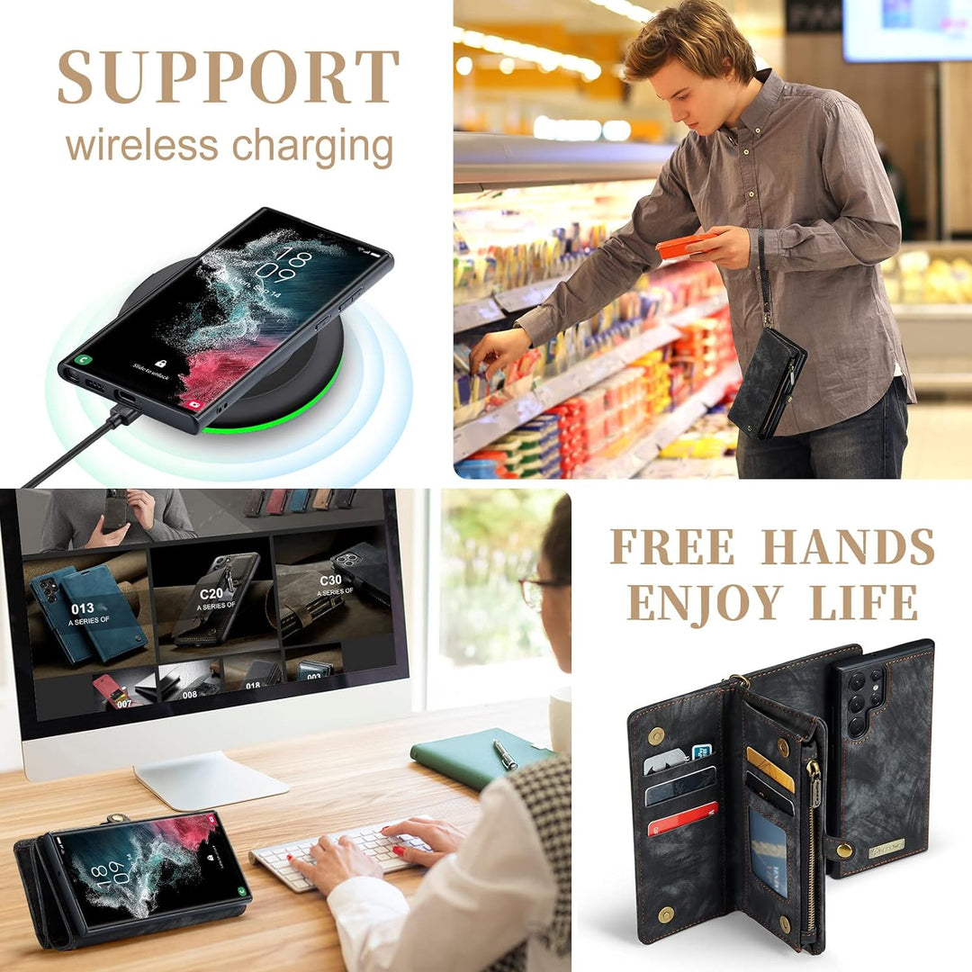 UFinetech 2-in-1 Luxus Samsung Galaxy Note 20 Hülle Case Tasche Magnetische Gute Flip Kartenfach Ket