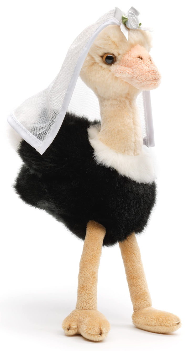 Uni-Toys - Strauss mit Braut-Schleier - 28 cm (Höhe) - Plüsch-Vogel, Brautstrauss - Plüschtier, Kusc