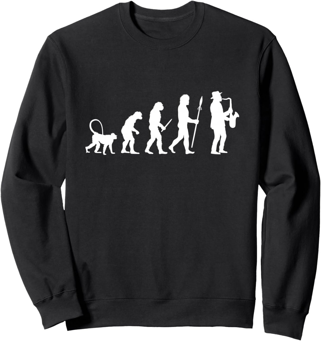 Evolution der Jazz Musik Saxophonist Saxophonspieler Sweatshirt