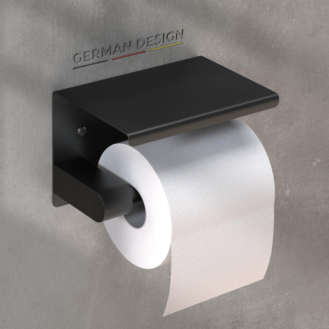 husman® Toilettenpapierhalter ohne Bohren | Klorollenhalter aus hochwertigem Edelstahl Matt-Schwarz
