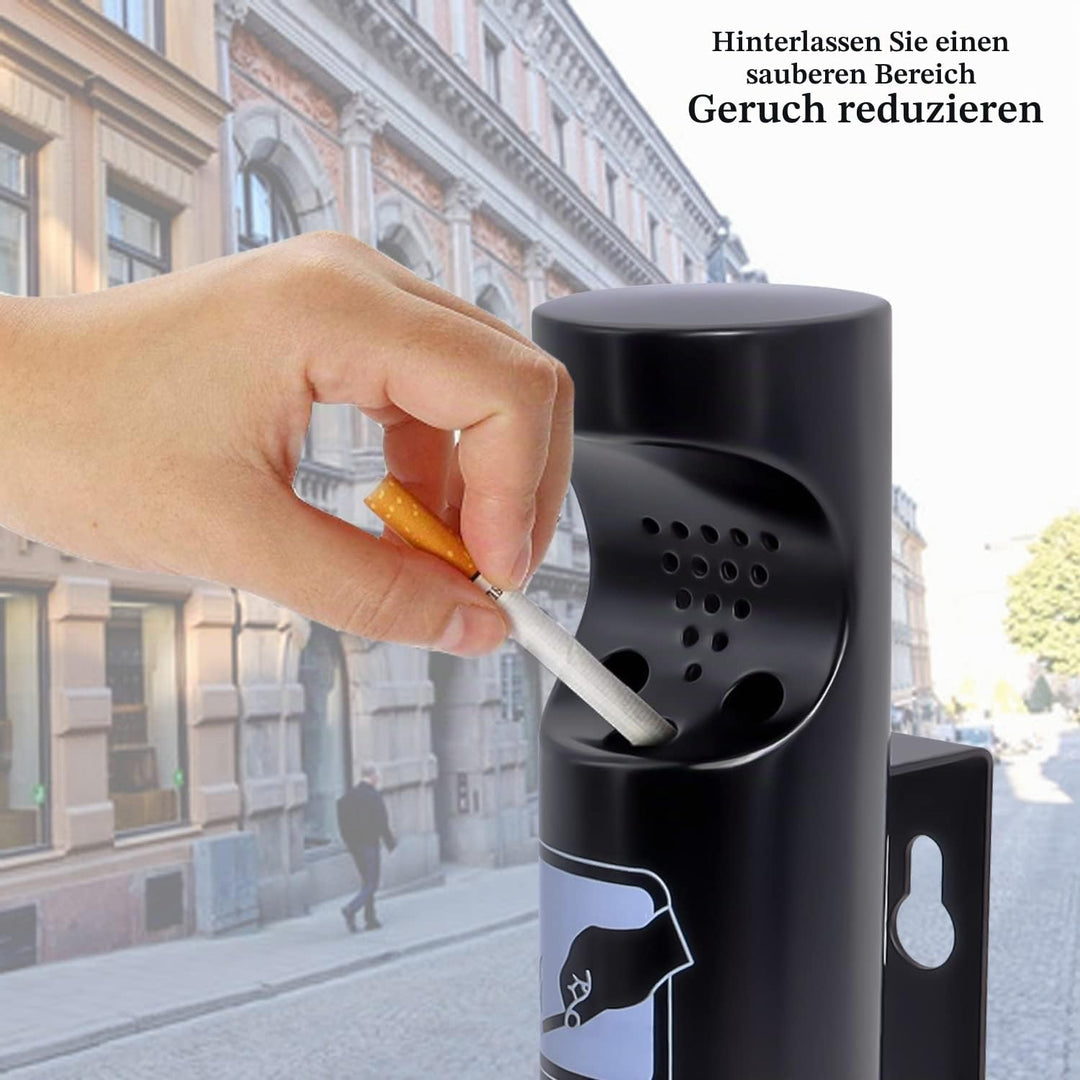 Aschenbecher Wand Runde aus Edelstahl für Restaurants Büros und Hotels mit Schloss von Poweka (Schwa