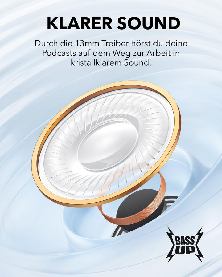 soundcore by Anker K20i, Semi-In-Ear Earbuds, Bluetooth Wireless, IPX5 Blau, Blau