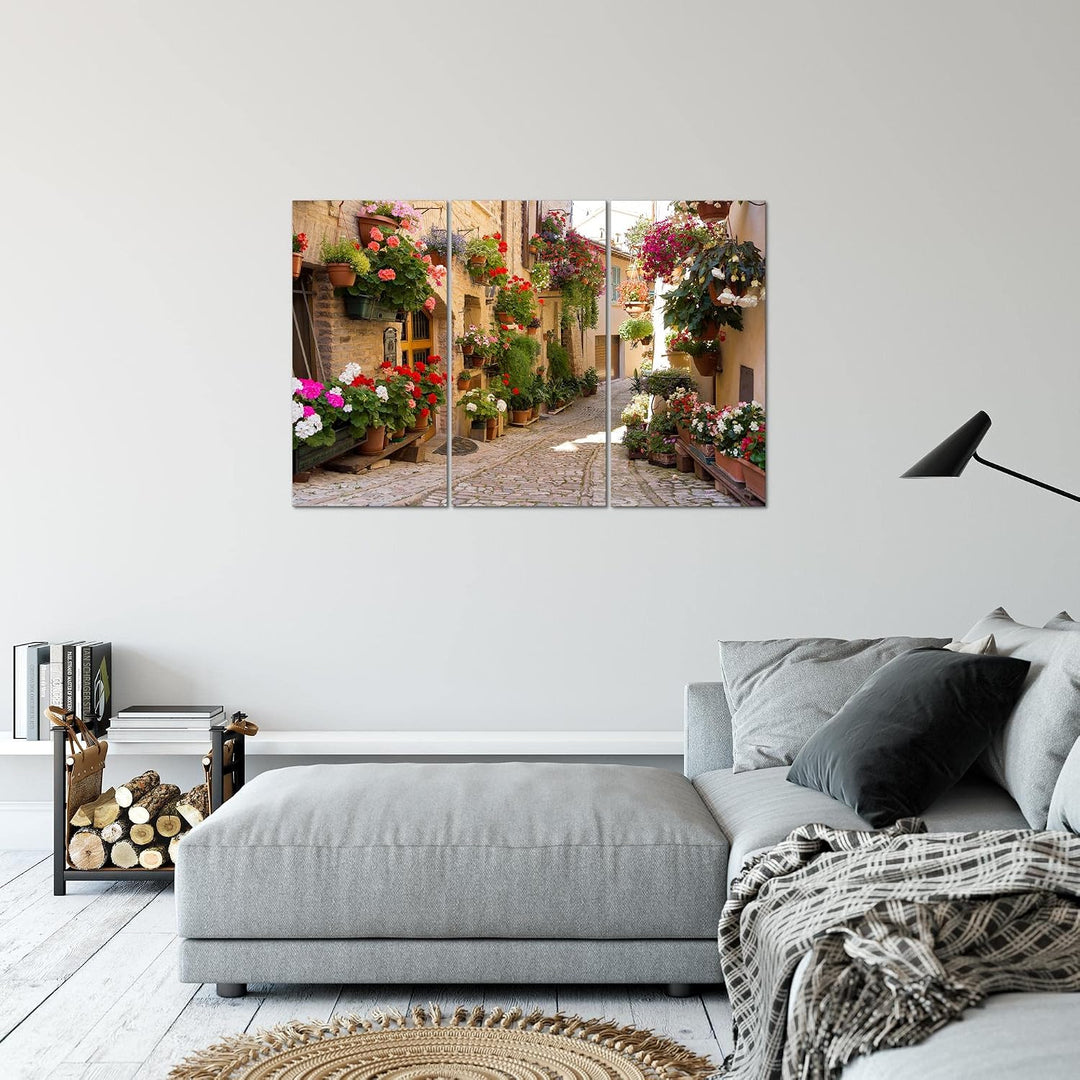 Runa Art Wandbilder Mediterran Italien Bild XXL Wohnzimmer Schlafzimmer Braun Provence Gasse 120 x 8