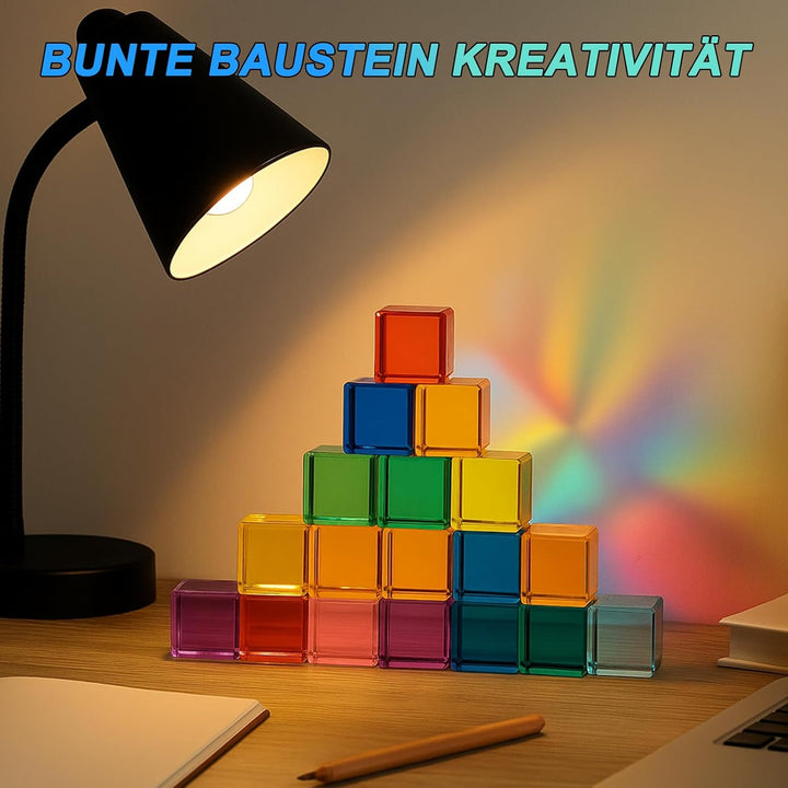 Lixstyea 20pcs Acryl Bausteine Kinder - Sensorik Bausteine Jelly Blocks, Lichtbausteine, Montessori