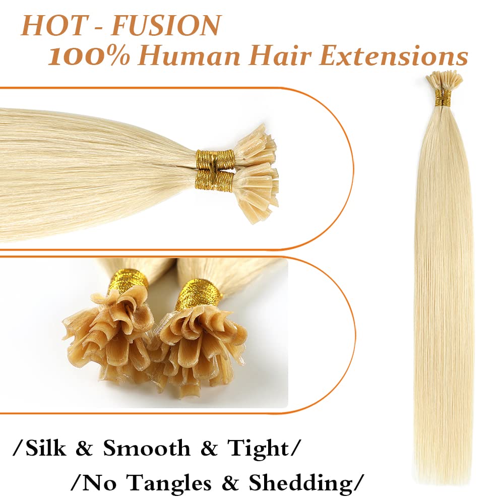 YILITE Bondings Extensions Echthaar 45cm 50g 50 Strähne Remy U Tip Extensions Echthaar Bondings Exte