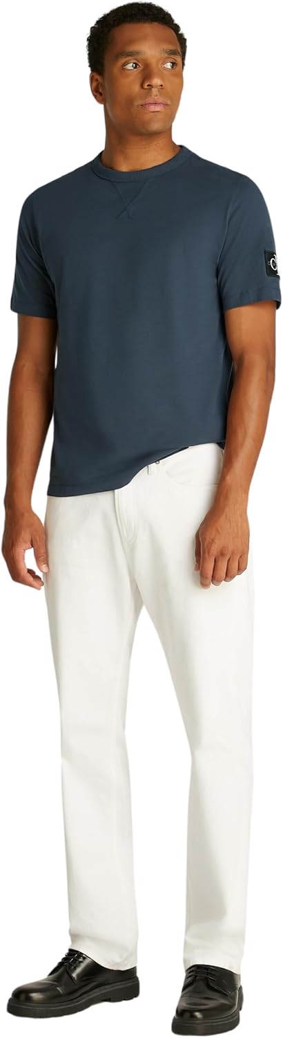 Calvin Klein Herren T-Shirt Kurzarm Regular Tee mit Logo-Badge XXS Blue (Ink), XXS Blue (Ink)