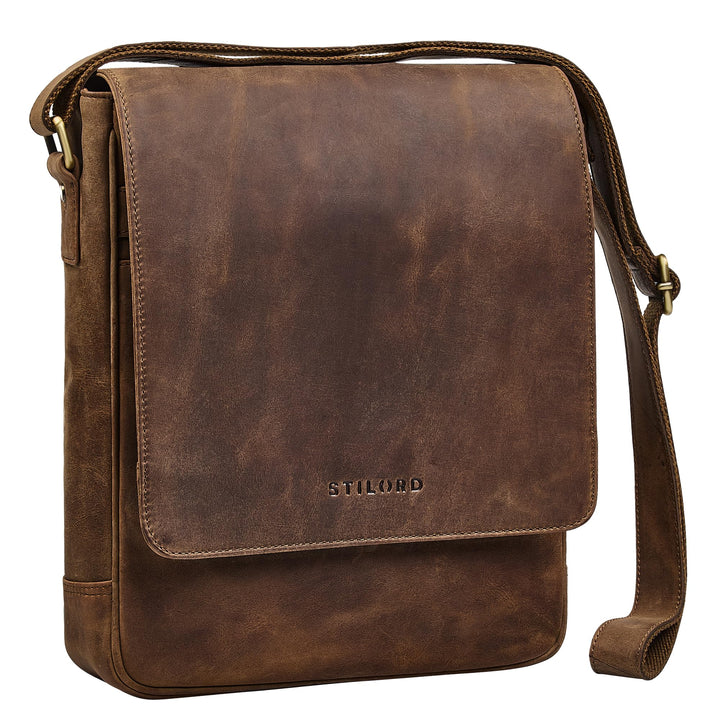 STILORD Ottavio Mittelgrosse Umhängetasche Herren Leder Hochformat Messenger Bag 13,3 Zoll Laptoptas
