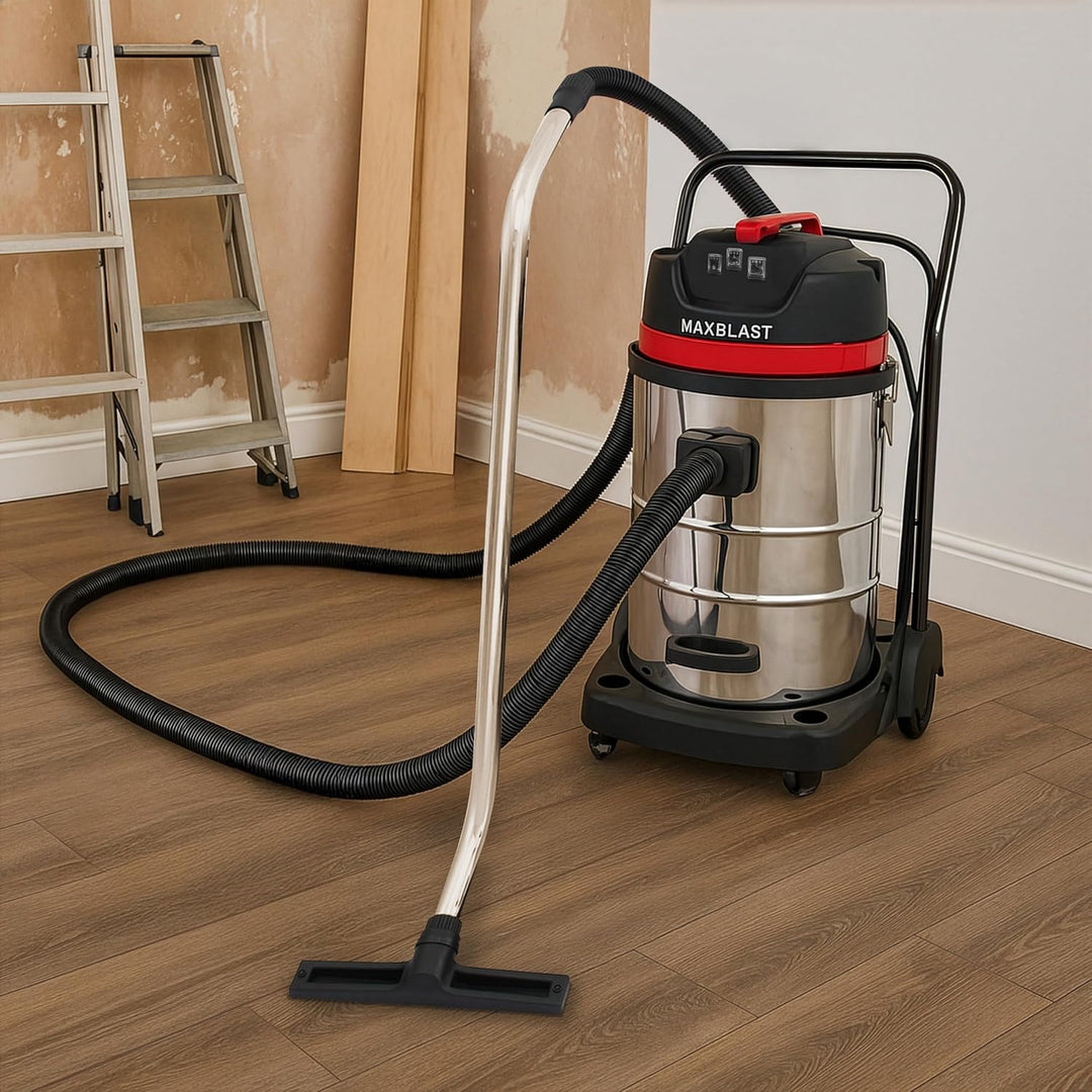 Nass- & Trocken Industriestaubsauger 80L, extra langer 5m Schlauch mit Zubehör, 3000W, Dreifachmotor