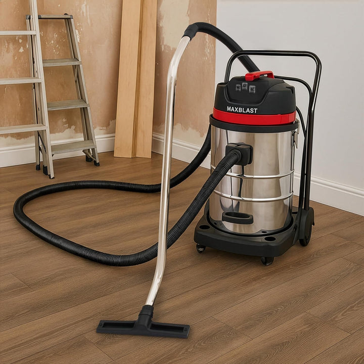 Nass- & Trocken Industriestaubsauger 80L, extra langer 5m Schlauch mit Zubehör, 3000W, Dreifachmotor