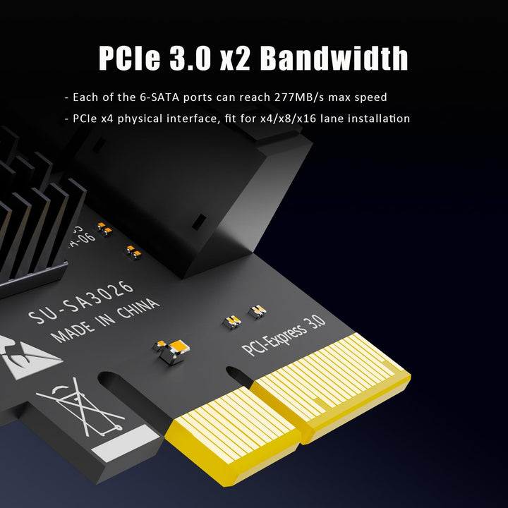 GLOTRENDS SA3026 6 Ports PCIe X4 SATA Erweiterungskarte, inklusive SATA Kabel und 1:5 SATA Splitter