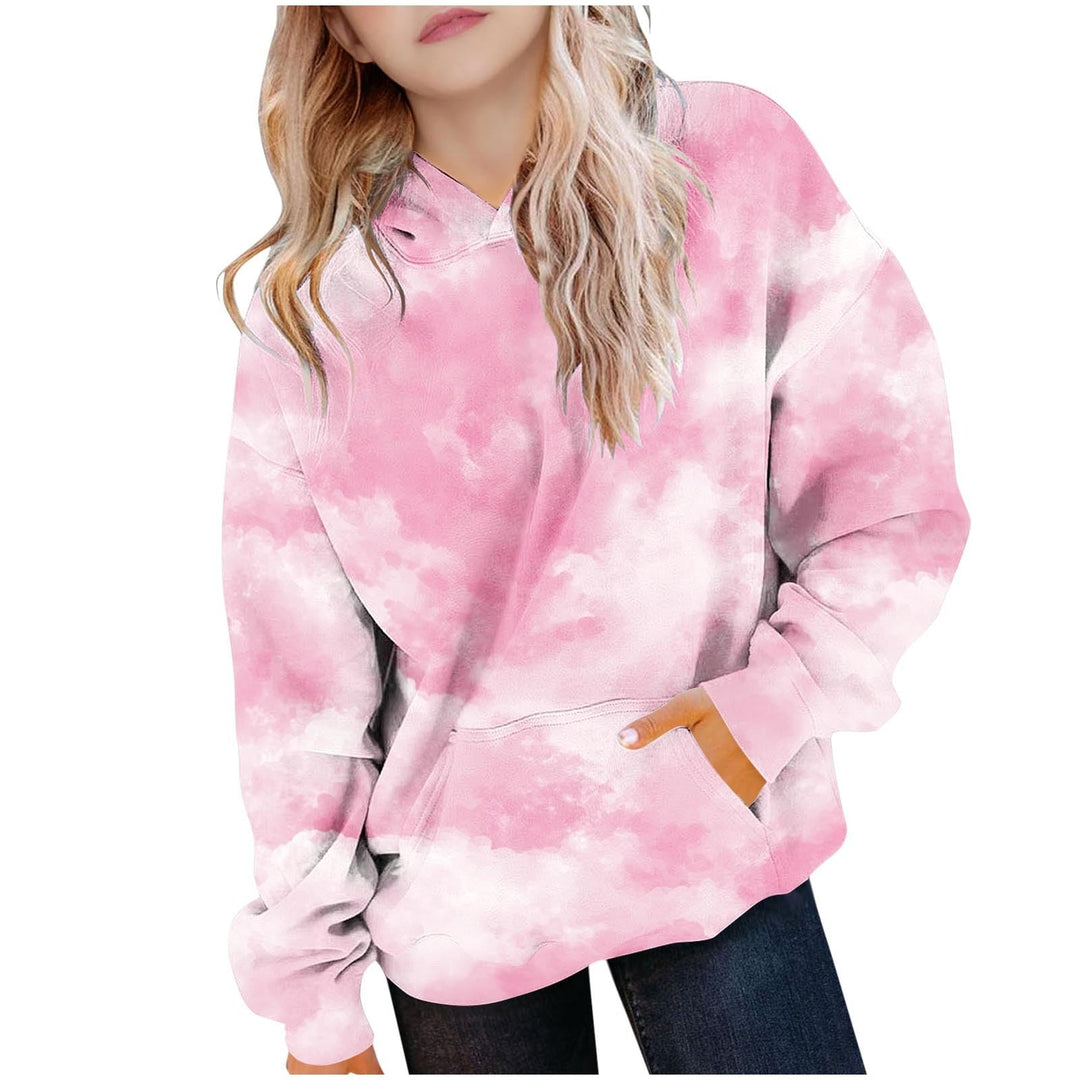 NZYIHAO Mädchen Hoodie Batik Kinder Pullover Freizeit Mode Sweatshirt mit Kapuze Herbst Winter Langa
