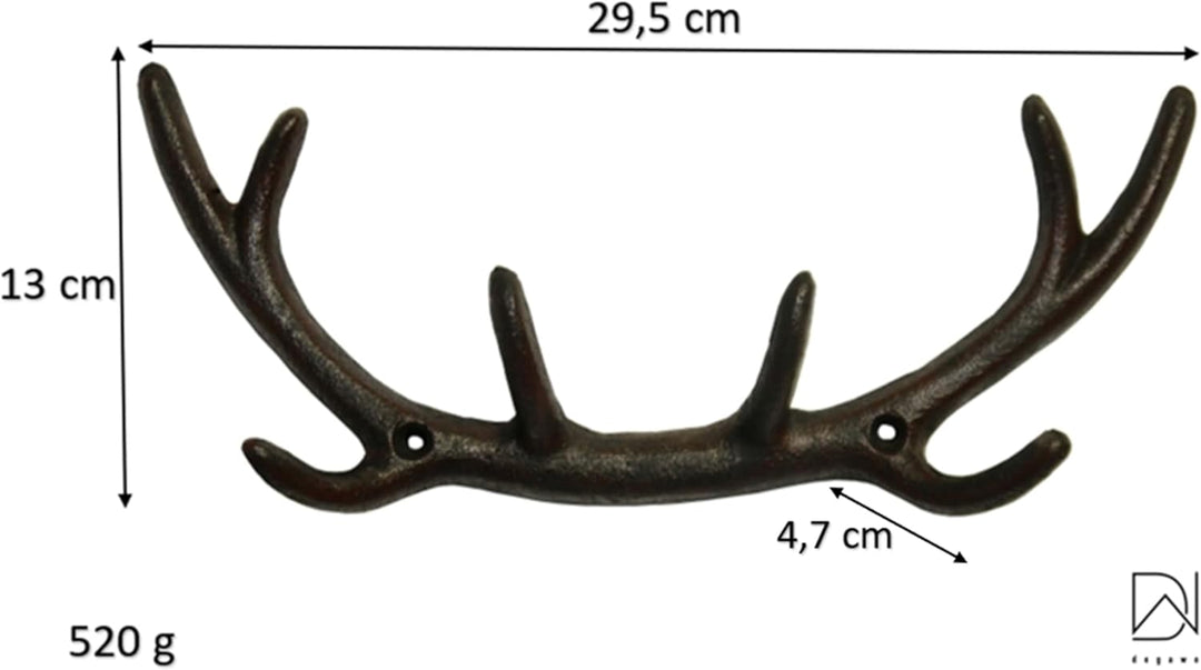 degawo Hirschgeweih Wandhaken Haken GARDEROBE Gusseisen Antik-schwarz-braun Landhaus