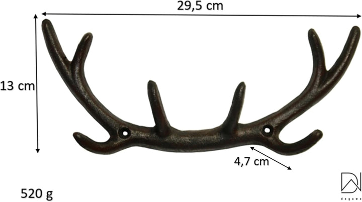 degawo Hirschgeweih Wandhaken Haken GARDEROBE Gusseisen Antik-schwarz-braun Landhaus