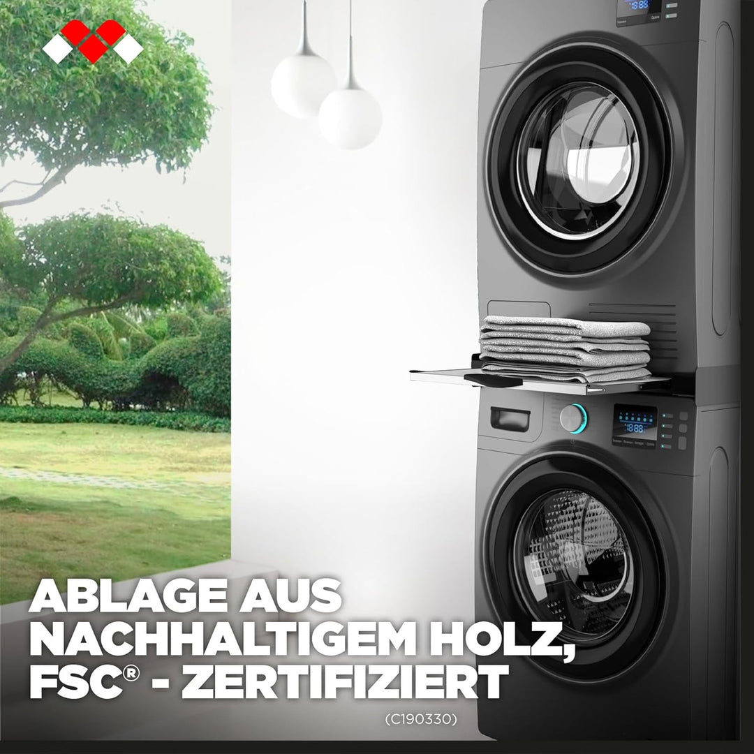 Meliconi, Torre Dark, Universal-Wäschetrockner-Zwischenbaurahmen, FSC®, ausziehbare Holzablage aus F