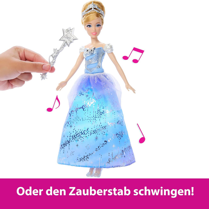 Mattel Disney Princess, Cinderella mit aufleuchtendem Kleid und Soundeffekten, aktiviert durch Zaube