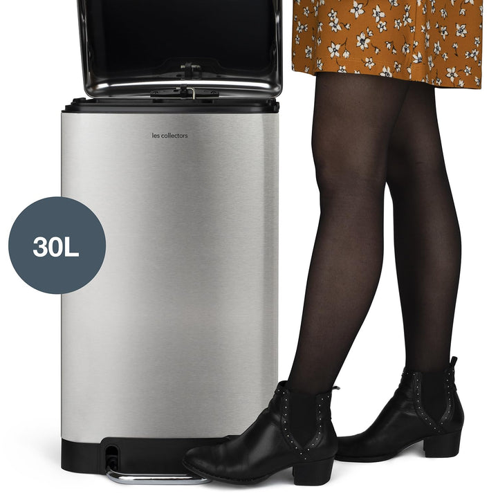 Les Collectors Tret-Mülleimer N°712 / Edelstahl/silber, 30 L/herausnehmbarer Inneneimer/rechteckig,