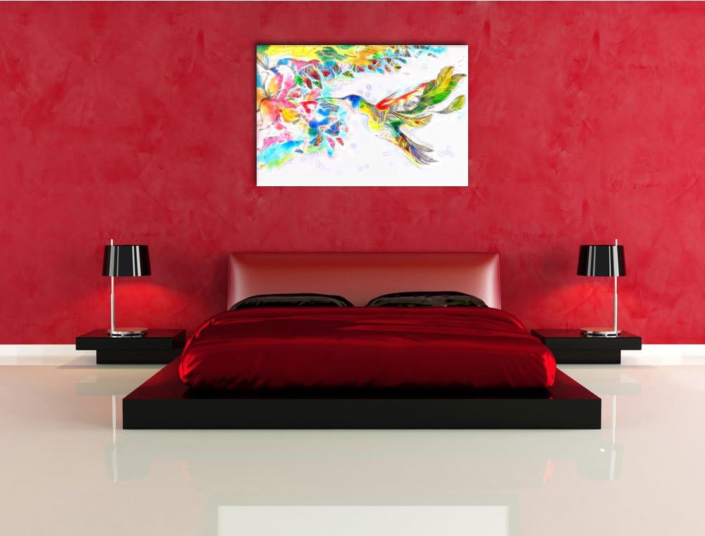 Kolibri Kunst Deluxe Format: 100x70 cm auf Leinwand, XXL riesige Bilder fertig gerahmt mit Keilrahme
