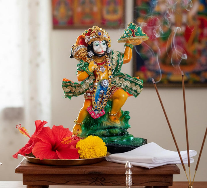 eSplanade Resin Hanuman Anjaneya Pavan Putra Murti Moorti Idol Statue Sculpture (8.5 x 6.5 Inches),