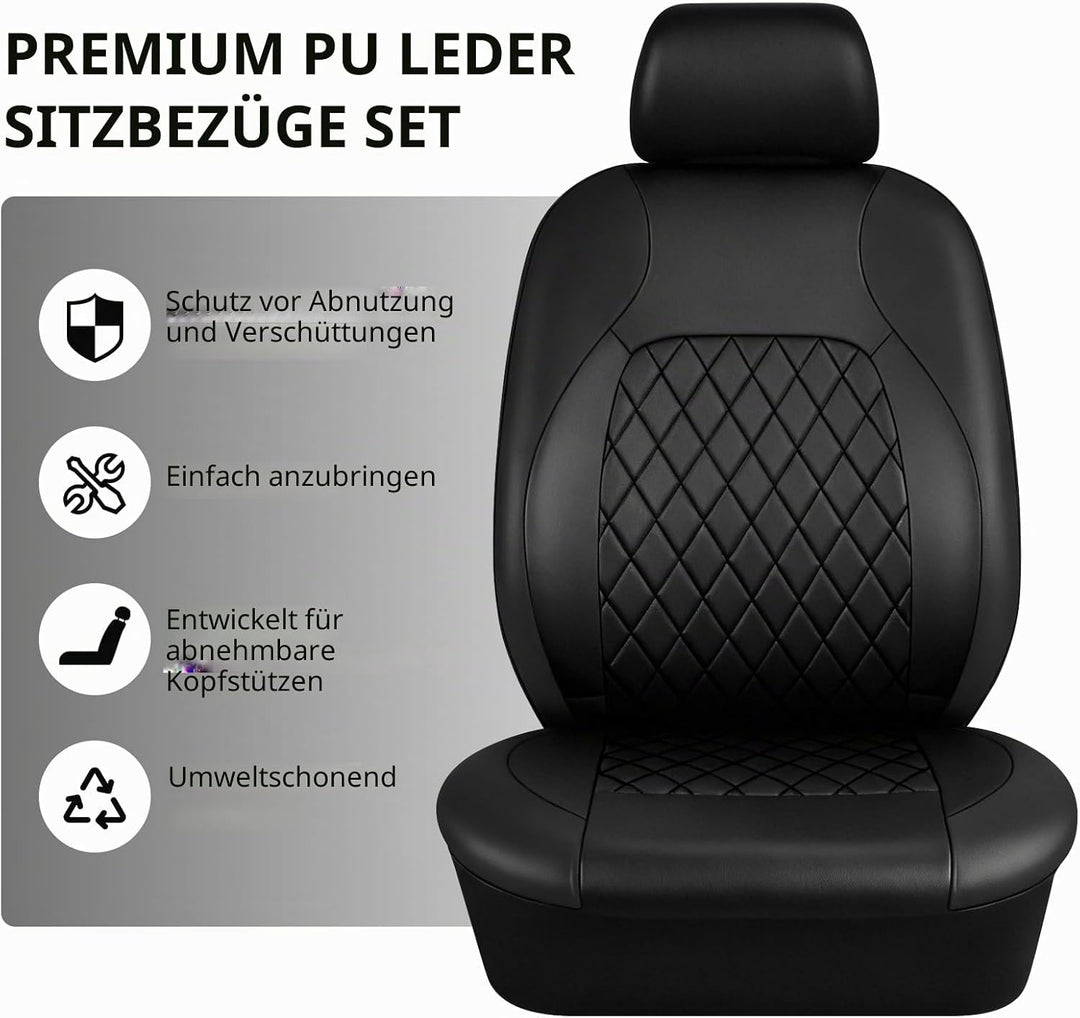 9 Stück Leder Autositzbezüge Sets,Wasserdichtes Sitzbezüge Auto Komplettset,Wasserdicht Vordersitze