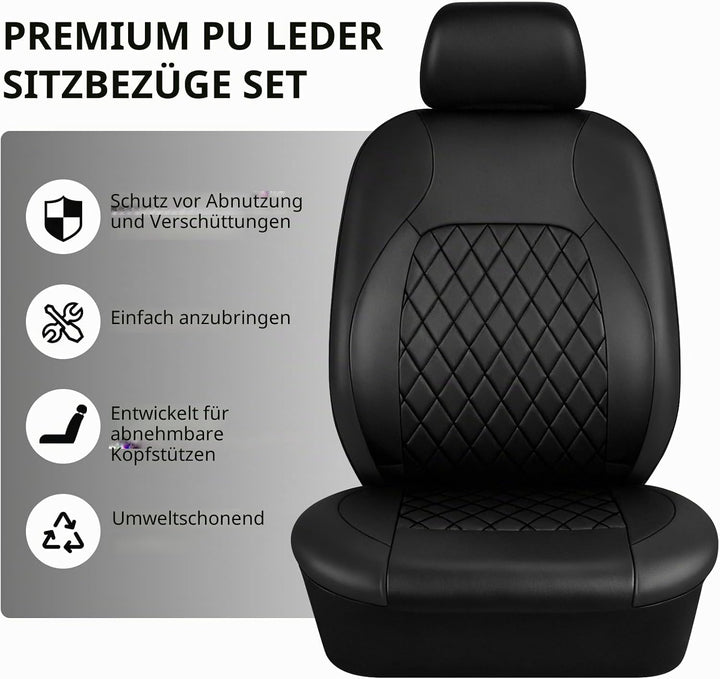 9 Stück Leder Autositzbezüge Sets,Wasserdichtes Sitzbezüge Auto Komplettset,Wasserdicht Vordersitze