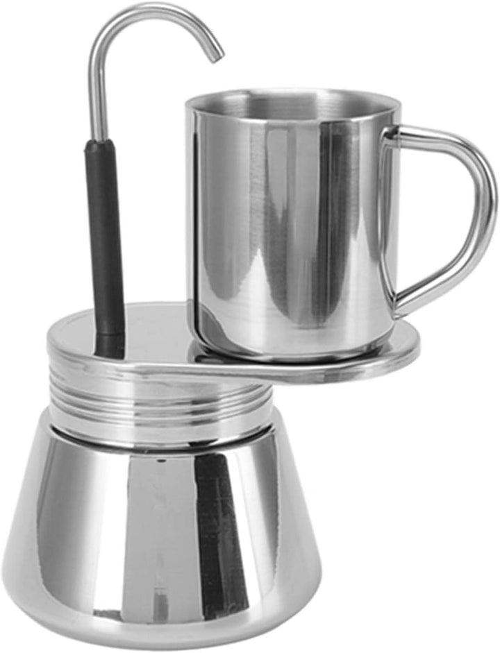 Herdplatten-Espressokocher, Mini-Edelstahl-Moka-Topf-Set 1 Tasse, Italienischer Mokka-Kaffeebereiter