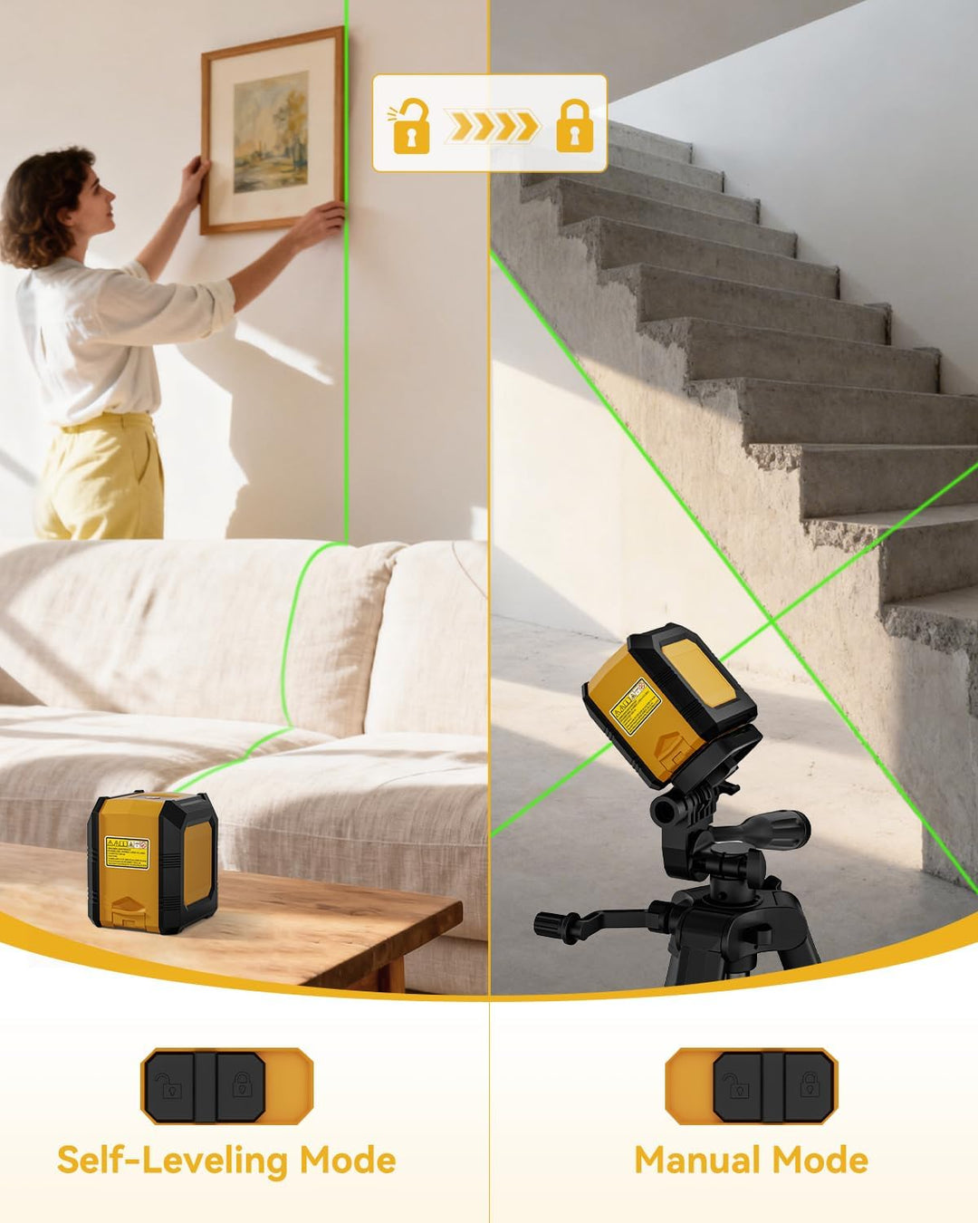 Kreuzlinienlaser, NIKOTEK Laser Wasserwaage (Vertikale/Horizontale Laser, IP54, 2 x AA Batteriem, Sc