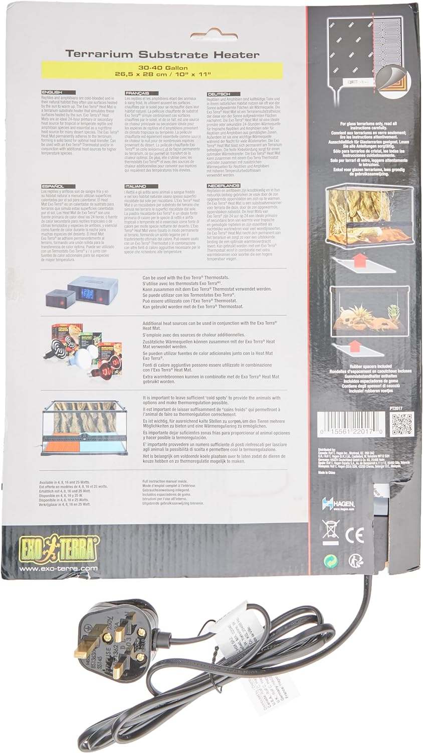 Exo Terra Heat Mat, Substratheizung für Terrarrien, zur Montage unter dem Terrarium, 16W, 26,5 x 28c