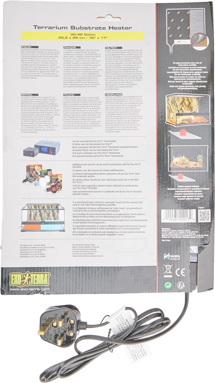 Exo Terra Heat Mat, Substratheizung für Terrarrien, zur Montage unter dem Terrarium, 16W, 26,5 x 28c