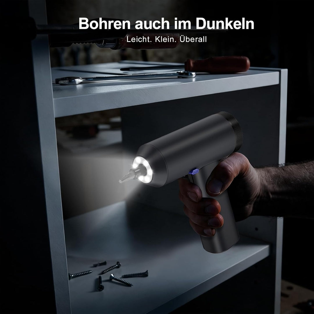 HYCHIKA Akkuschrauber Klein, 6Nm Akku Schraubendreher mit Display,7 Drehmoment,2200-mAh-Akku,Akkuboh