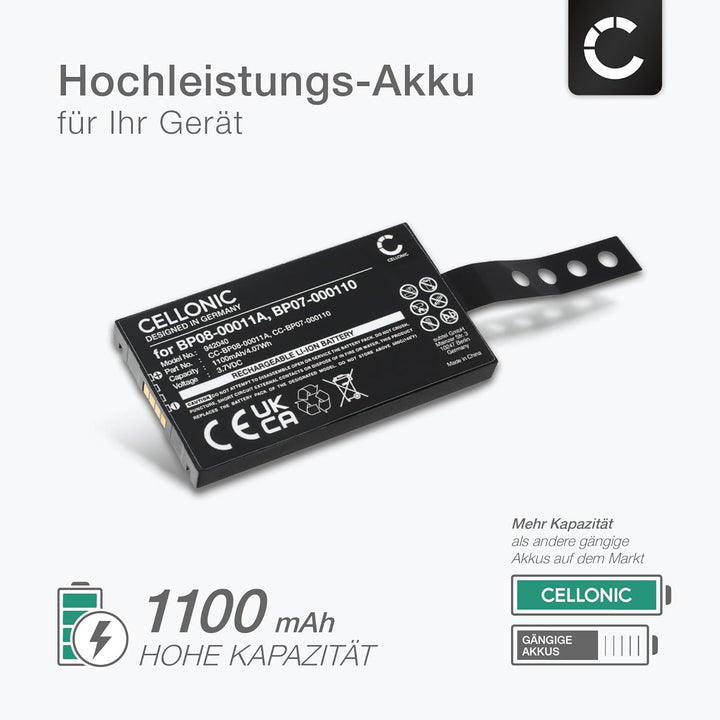 CELLONIC, Barcode-Scanner Akku kompatibel mit Datalogic Memor X3, Memor NFP (1100mAh, 3.7V) 1x 1100