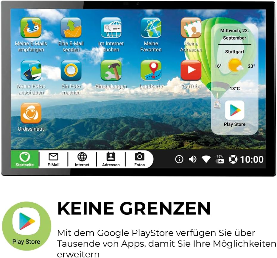 Ordissimo - Tablet Celia für Senioren - Einfache Bedienung - Grosses 10 Zoll Display mit Touchscreen