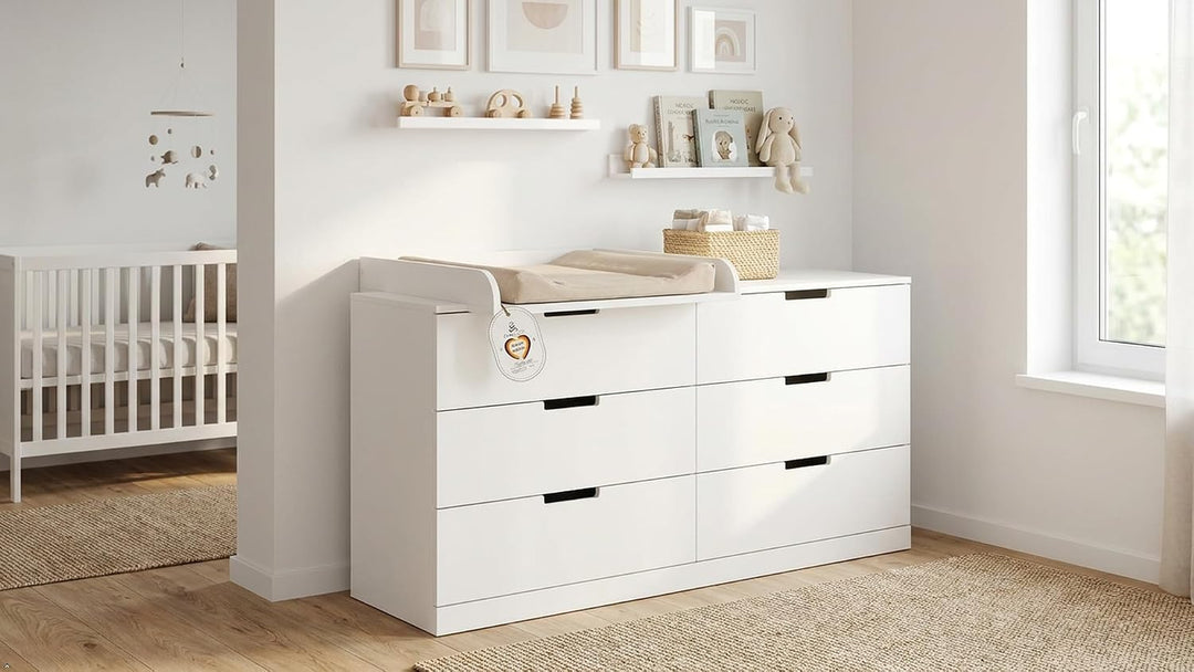 Shefa Kids Wickelaufsatz 800 - Universeller Wickeltischaufsatz für Ikea Kommoden MALM, HEMNES und NO