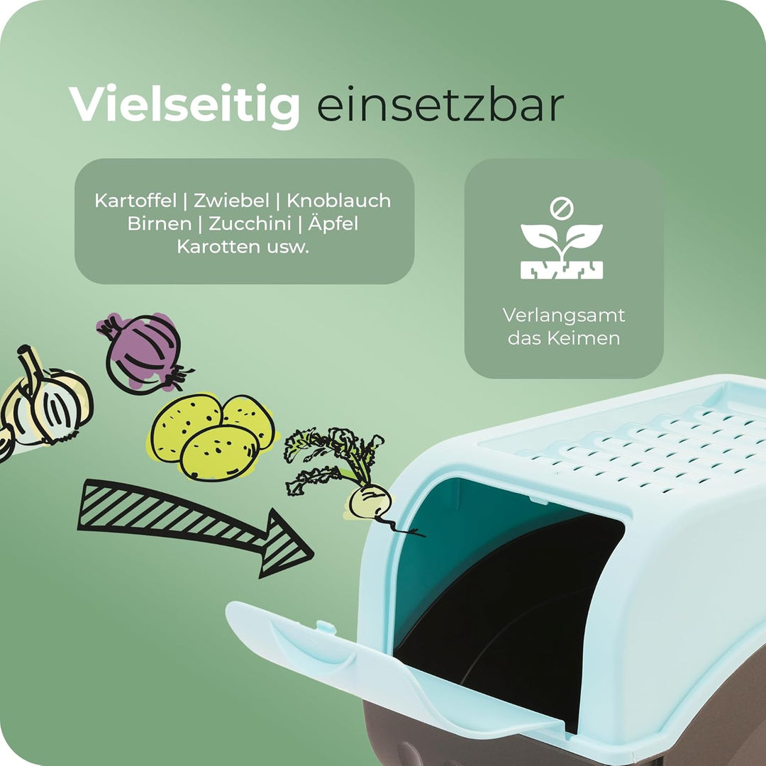 Novaliv Kartoffel Aufbewahrungsboxen Set | 3,5L + 5L + 9L | TÜRKIS | Kartoffelboxen | Gemüseboxen st