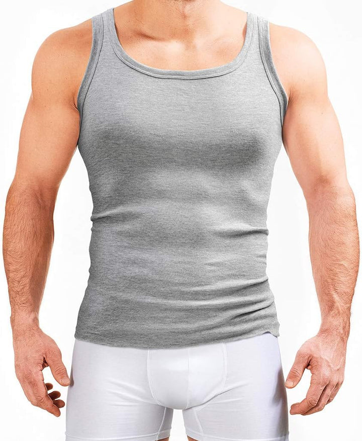 MERISH Herren Unterhemd 5er Pack Tank Top Feinripp Baumwolle Weiss T-Shirt 400 400 5er Pack Grau S,