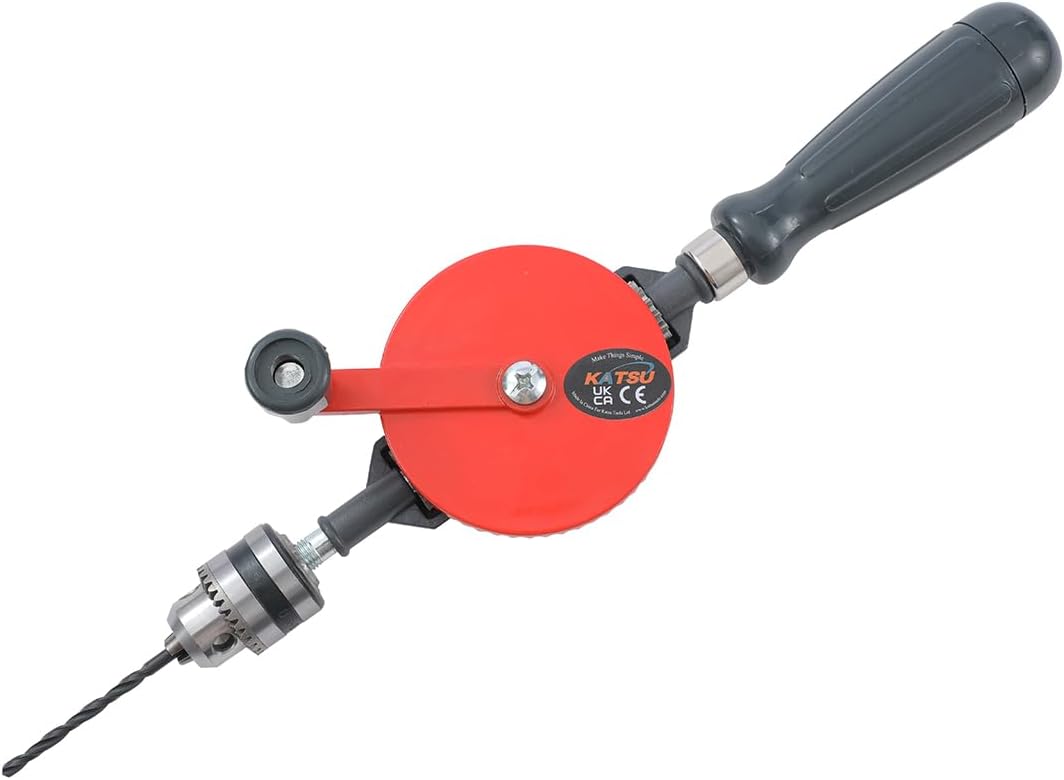 KATSU Handbohrmaschine, 1/4" (0,6-6mm) Kapazität Präzisionsfutter Doppelritzel Manuelle Bohrmaschine