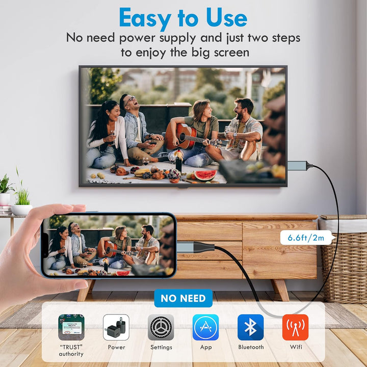 HDMI Kabel für iPhone, 1080P digitales AV Kabel für TV Projektor Monitor kompatibel mit iPhone 14 13