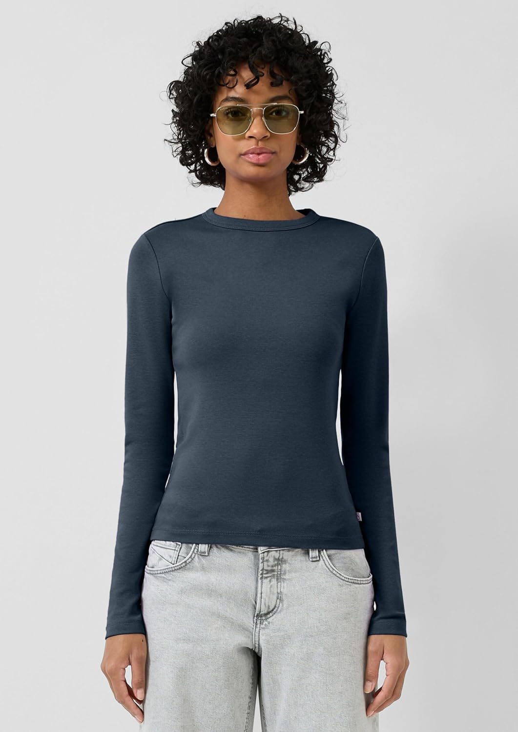 QS Damen Weiches Longsleeve Langarmshirt XL 5820_tiefblau, XL 5820_tiefblau