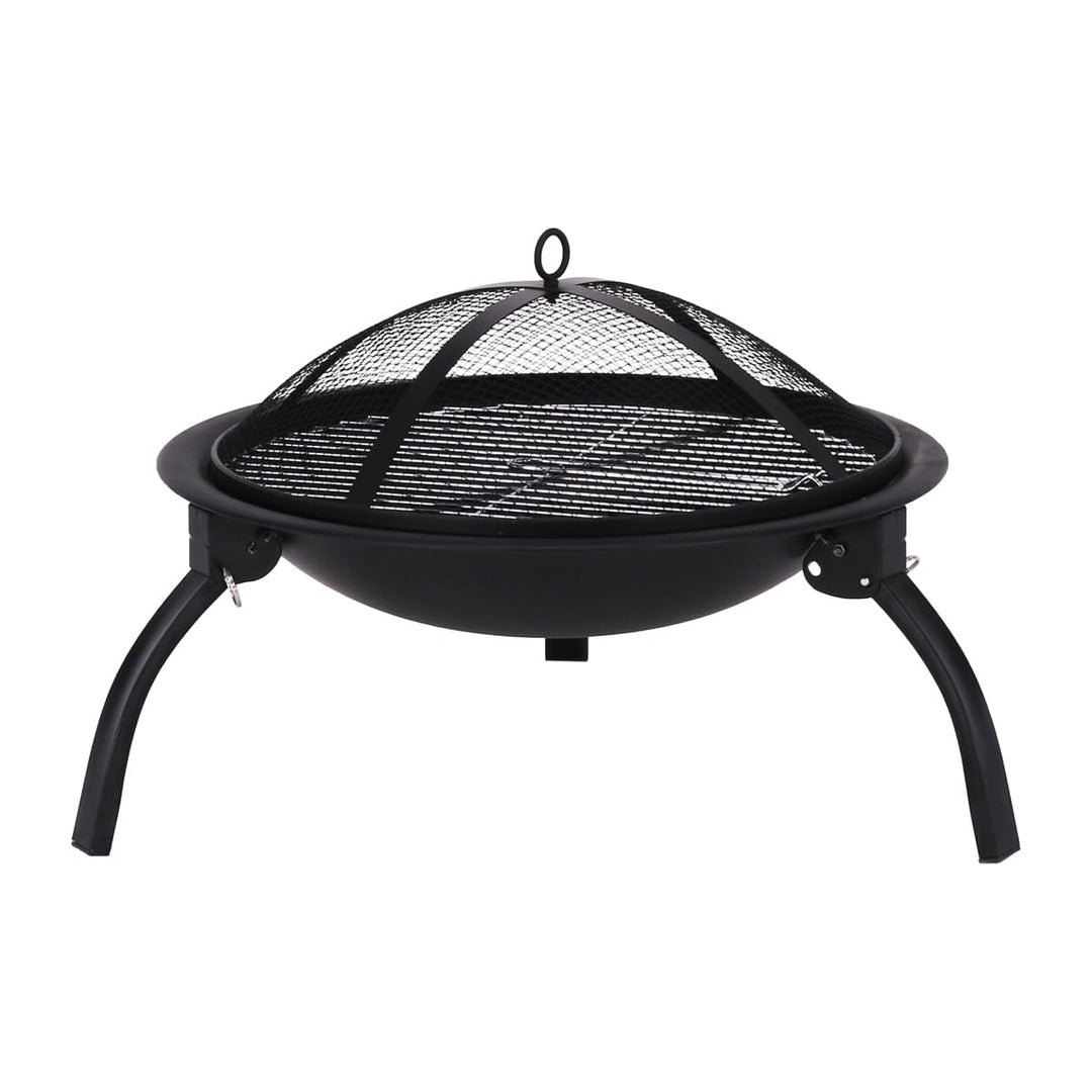 KONDELA Tragbare Feuerschale mit Grillrost und Funkenschutz | Feuerstelle für den Garten | 51 x 51 x